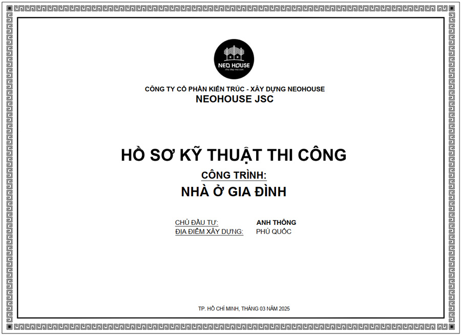 Hồ sơ kỹ thuật thi công công trình nhà cấp 4