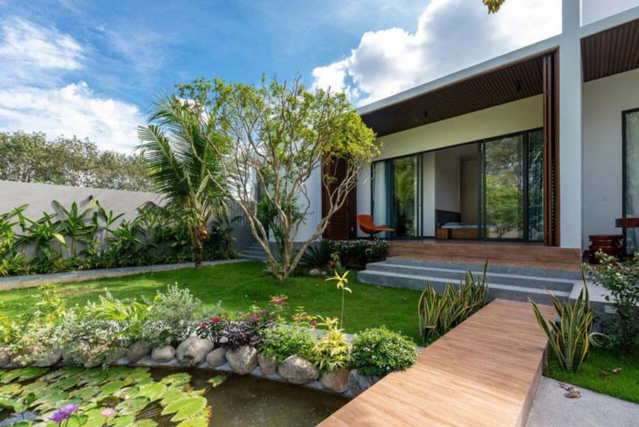 Kết hợp sân vườn và mảng xanh