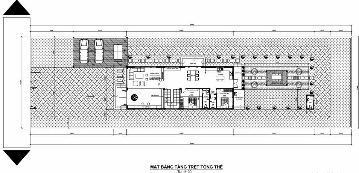 Mặt bằng công năng biệt thự sân vườn 2 tầng 160m2