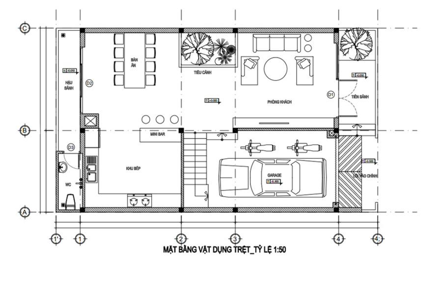 Bản vẽ mặt bằng nhà 8x10m có gara