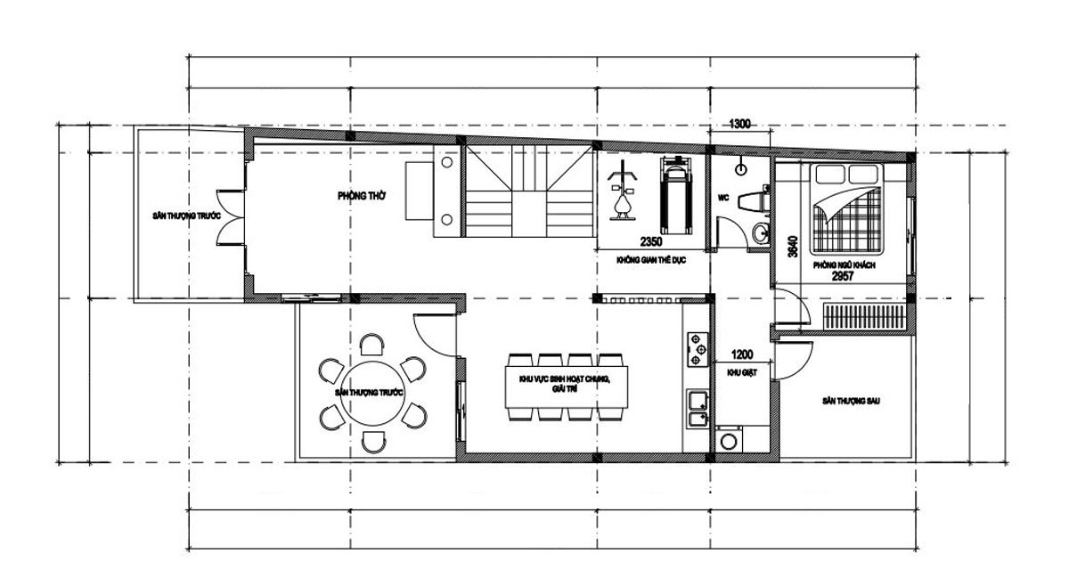 Mặt bằng công năng nhà phố 3 tầng mặt tiền 6m. Hình ảnh 3