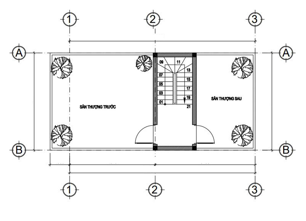 Mặt bằng công năng tầng tum nhà phố 3 tầng tân cổ điển 5x12m. Hình ảnh 5