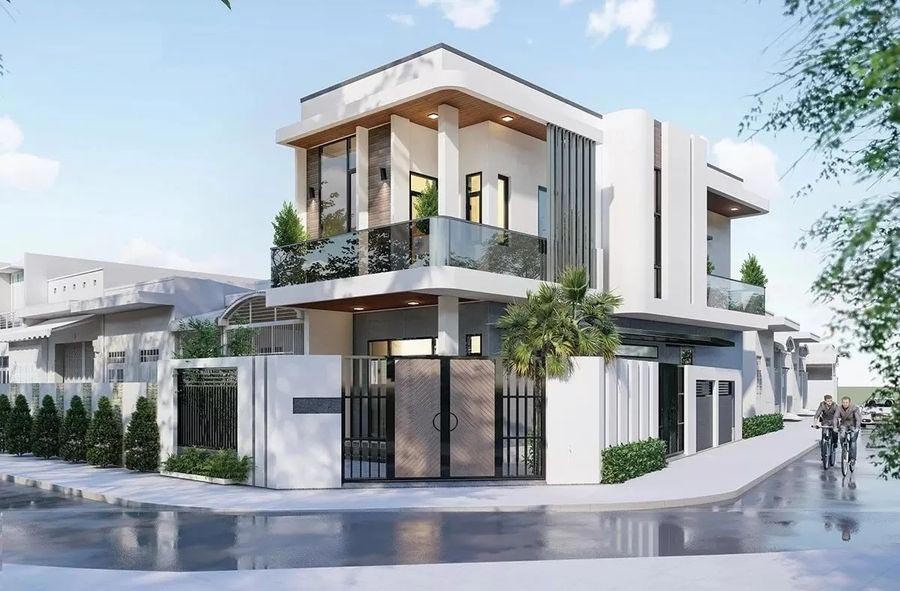 Mẫu nhà ống mặt tiền 2 tầng 2 mặt tiền đẹp