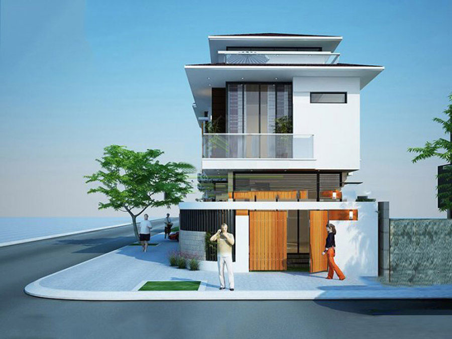 Mẫu nhà ống mặt tiền 2 tầng 2 mặt tiền đẹp