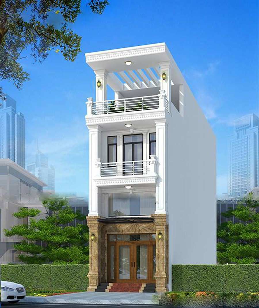 Mẫu mặt tiền nhà 2 tầng đẹp 1 tum
