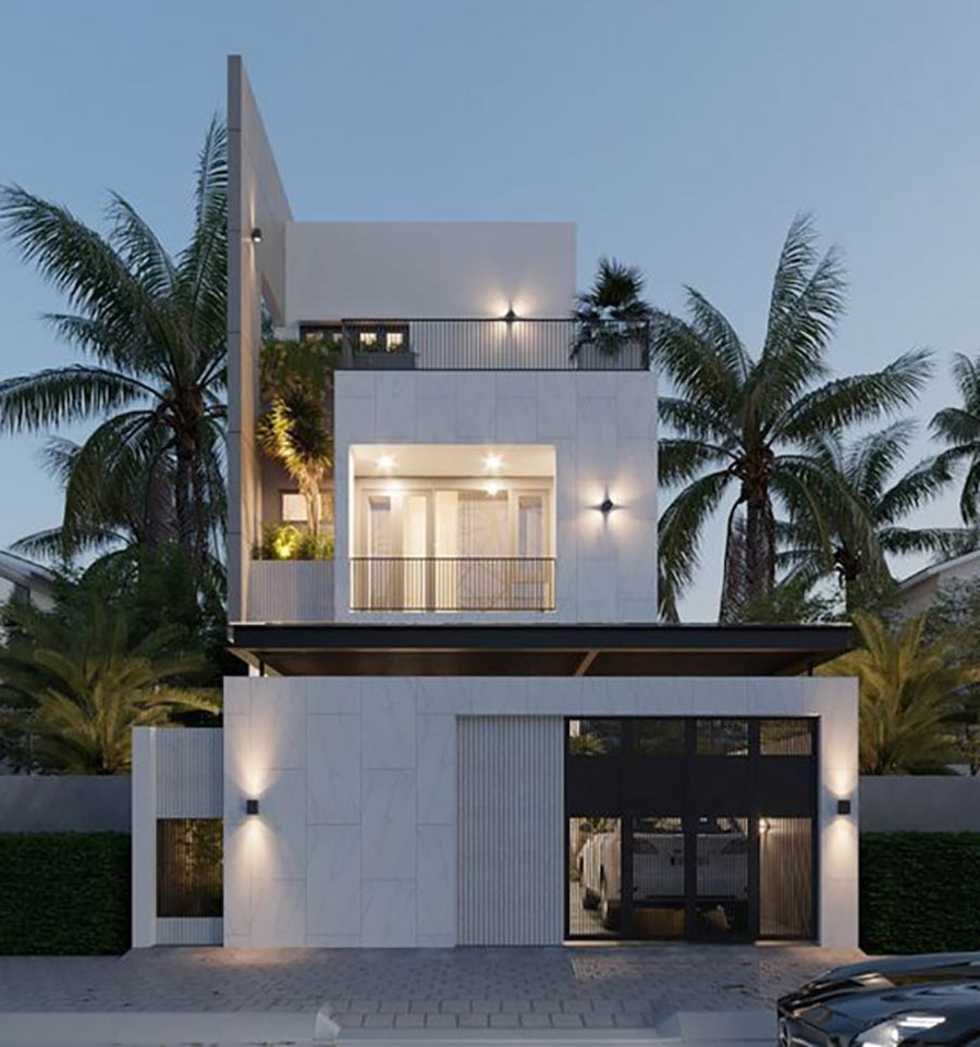 Mẫu thiết kế mặt tiền nhà 2 tầng đẹp 4 phòng ngủ