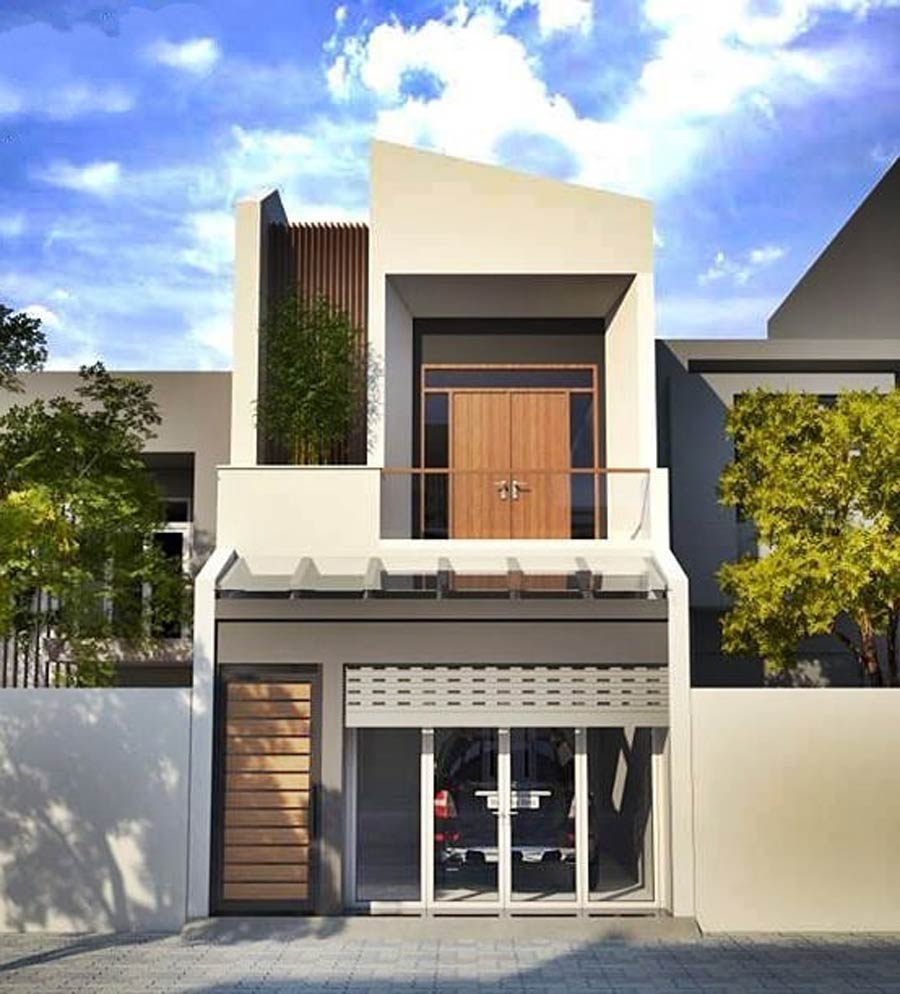 Mẫu thiết kế mặt tiền nhà 2 tầng đẹp có gara