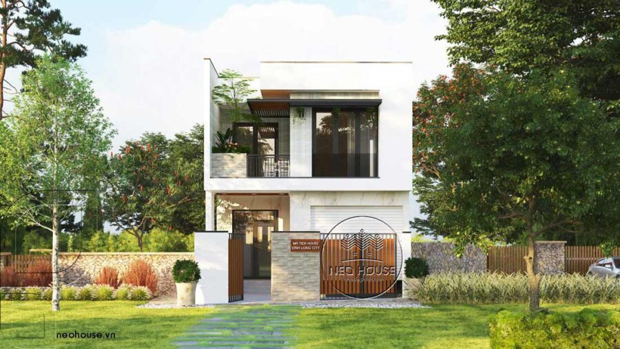 Mẫu thiết kế mặt tiền nhà ống 2 tầng hiện đại