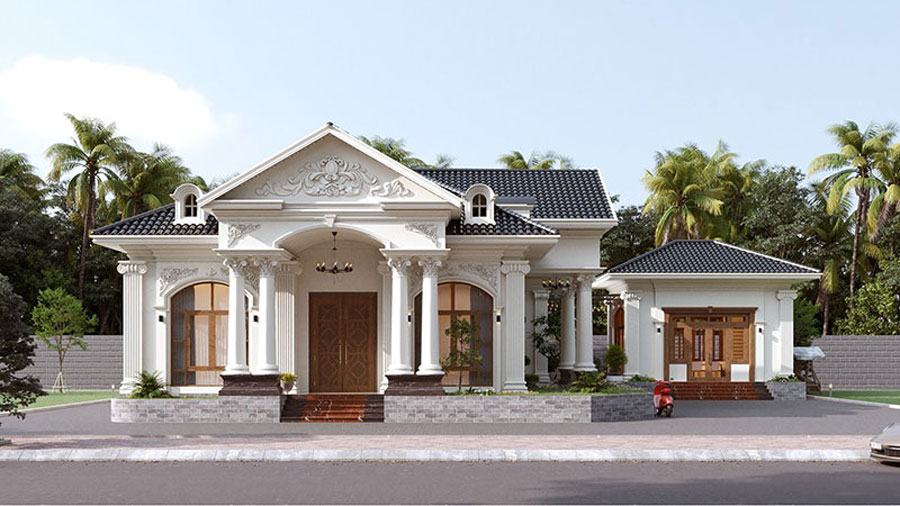 Biệt thự 1 tầng tân cổ điển có gara