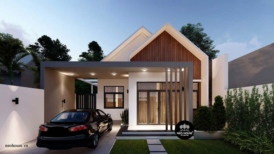 Nhà 1 tầng 4 phòng ngủ có gara