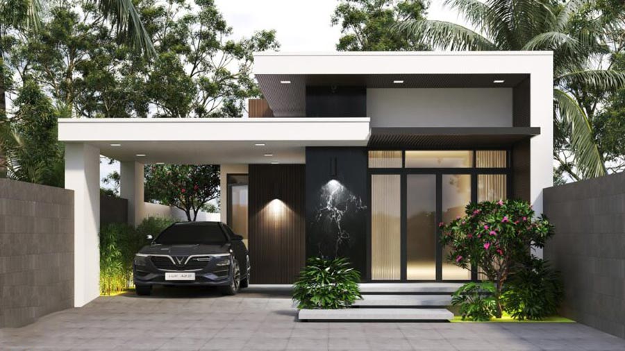 Nhà 1 tầng 4 phòng ngủ có gara