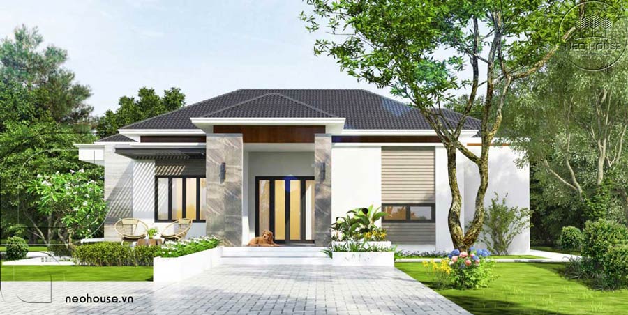 Mẫu nhà 1 tầng 4 phòng ngủ 150m2 mái Nhật