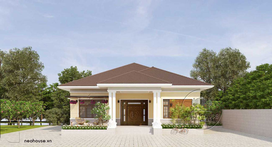 Mẫu nhà 1 tầng 4 phòng ngủ 150m2 mái Nhật