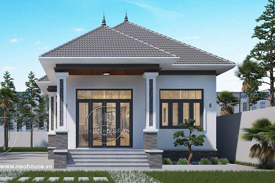 Mẫu nhà 1 tầng 4 phòng ngủ 150m2 mái Nhật