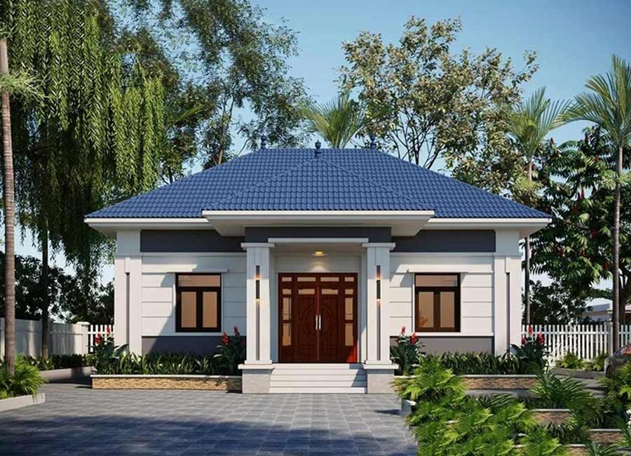 Thiết kế nhà 1 tầng 4 phòng ngủ đơn giản ở nông thôn