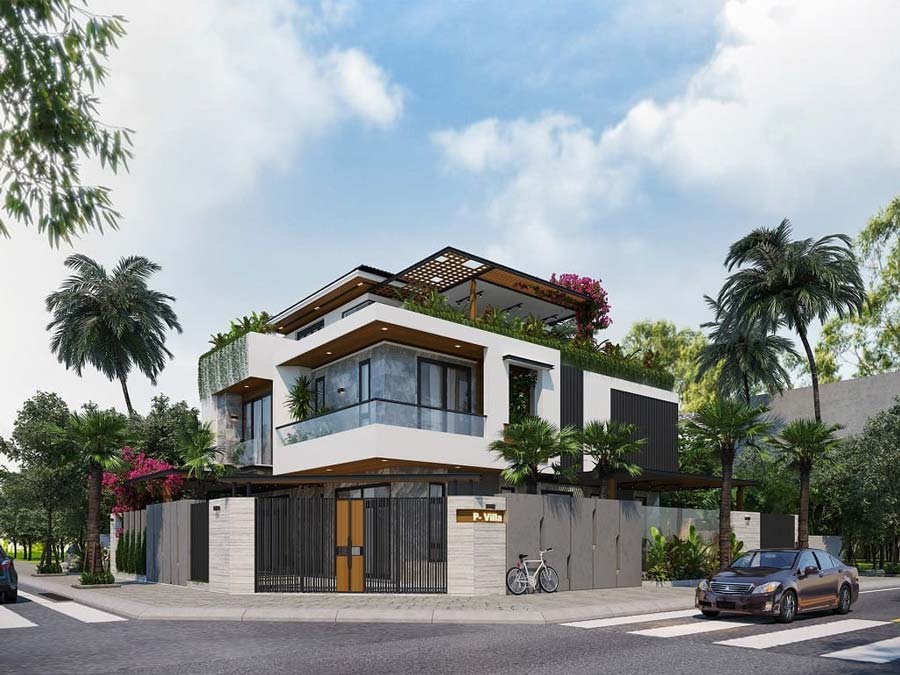 Mẫu nhà 3 tầng đẹp ở nông thôn 2 mặt tiền