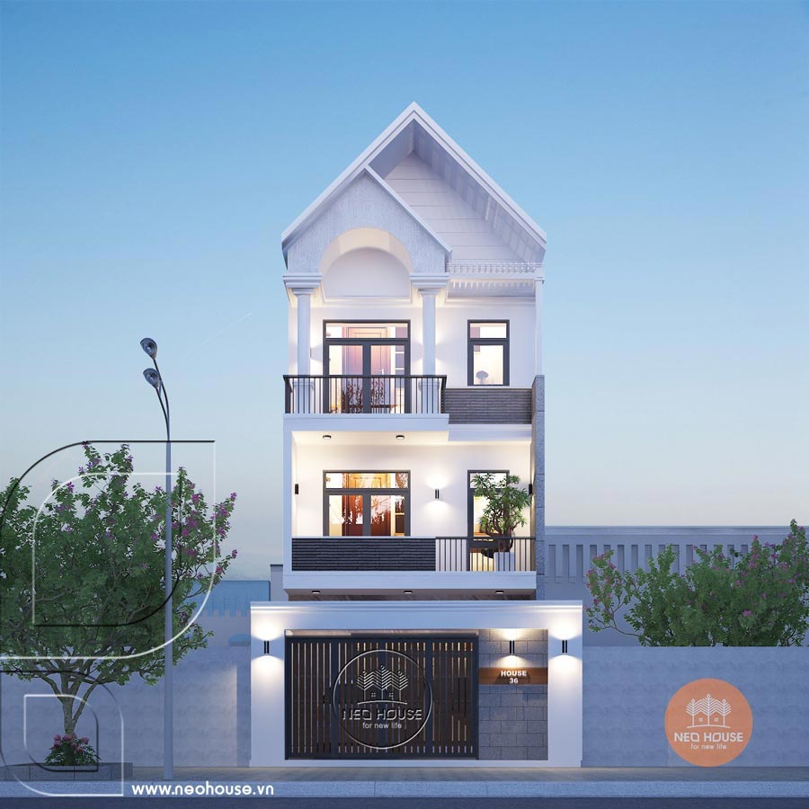 Nhà 3 tầng đẹp ở nông thôn có gara