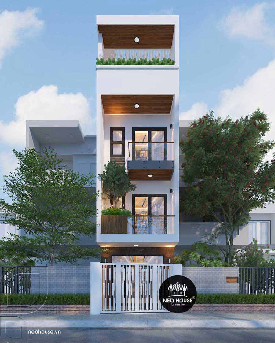 Nhà 3 tầng đẹp ở nông thôn có sân thượng
