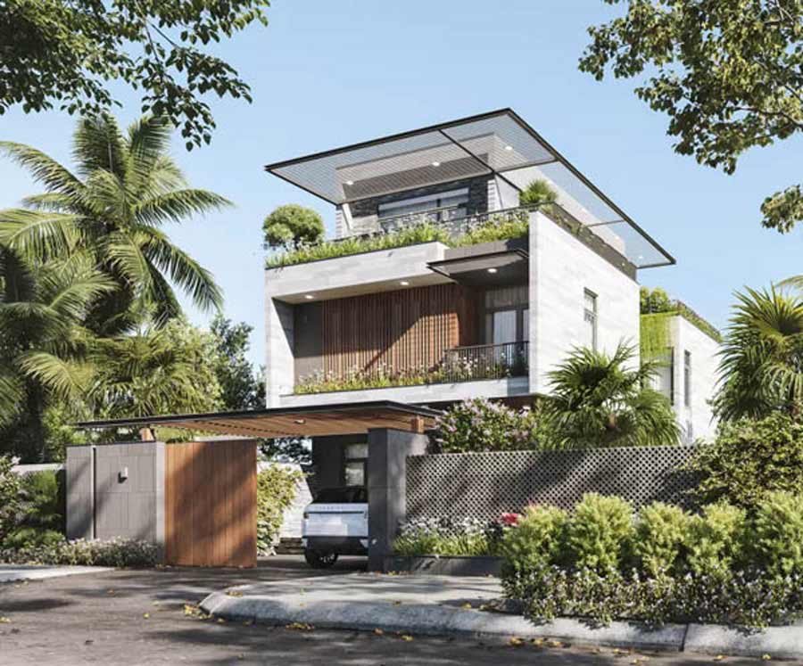 Nhà 3 tầng đẹp ở nông thôn có sân vườn
