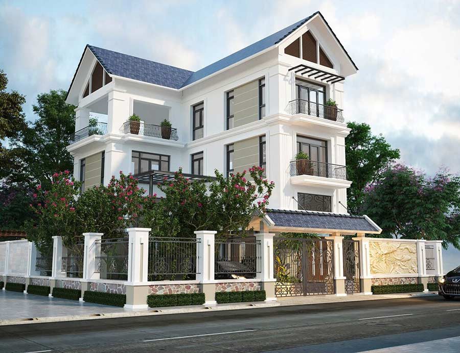 Nhà 3 tầng đẹp ở nông thôn có sân vườn