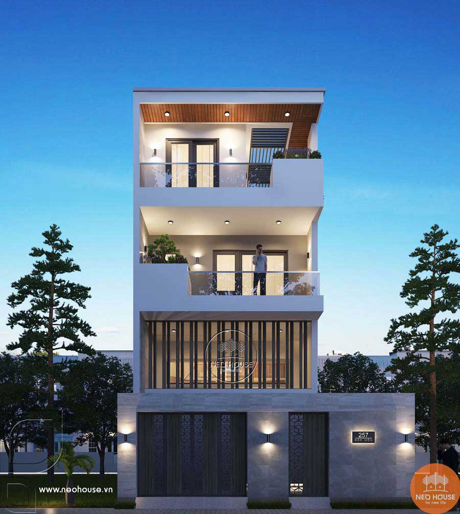 Nhà 3 tầng đẹp ở nông thôn có tầng tum