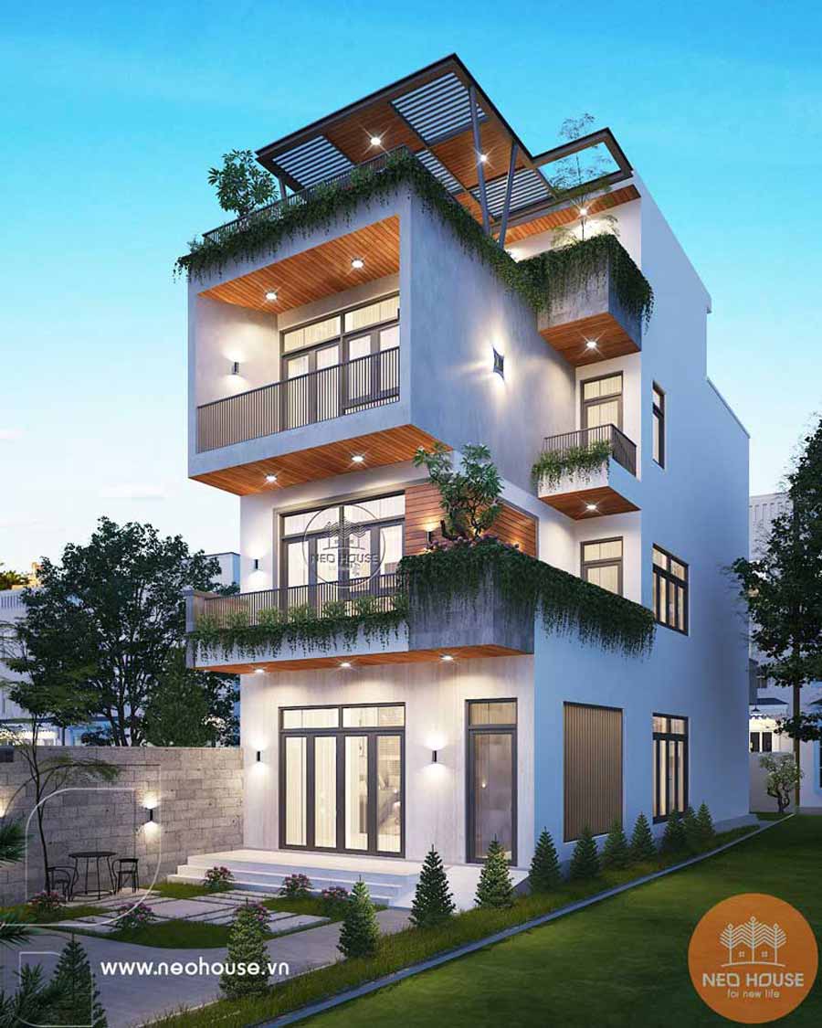 Nhà 3 tầng đẹp ở nông thôn có tầng tum