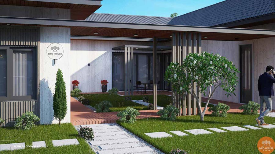 Nhà cấp 4 chữ U mái thái 160m2