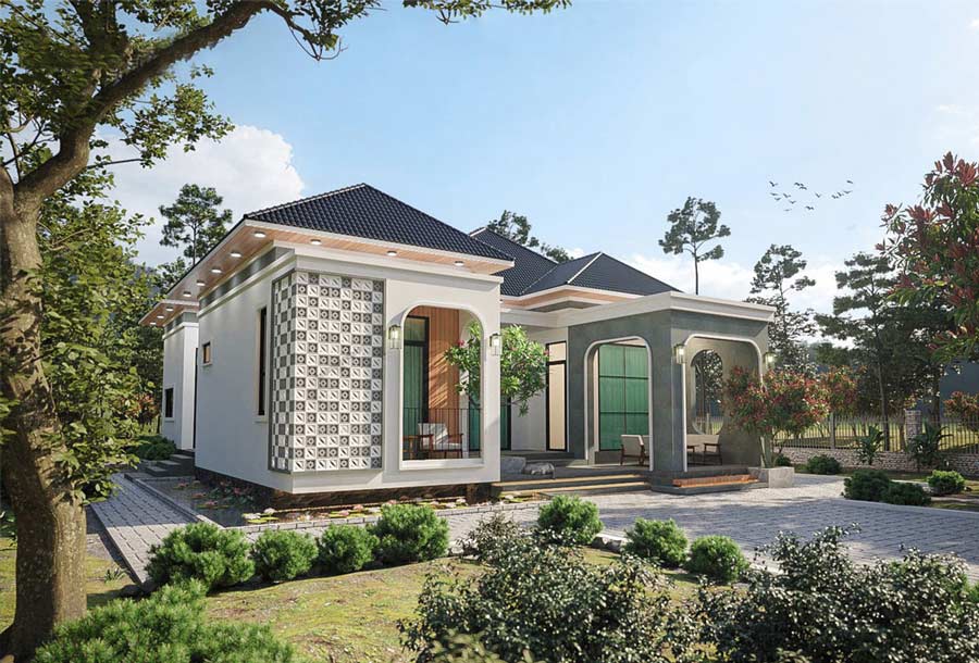 Thiết kế nhà cấp 4 hình chữ U phong cách Châu Âu