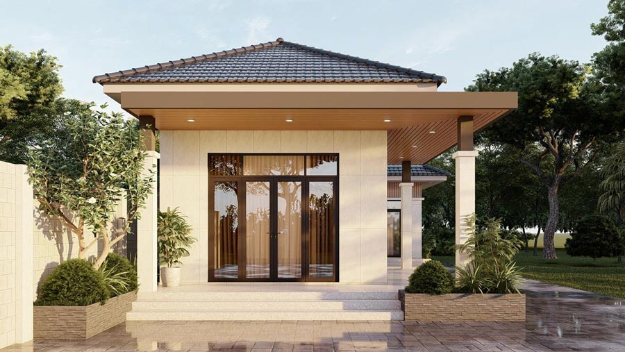 Mẫu nhà cấp 4 mái Thái đơn giản