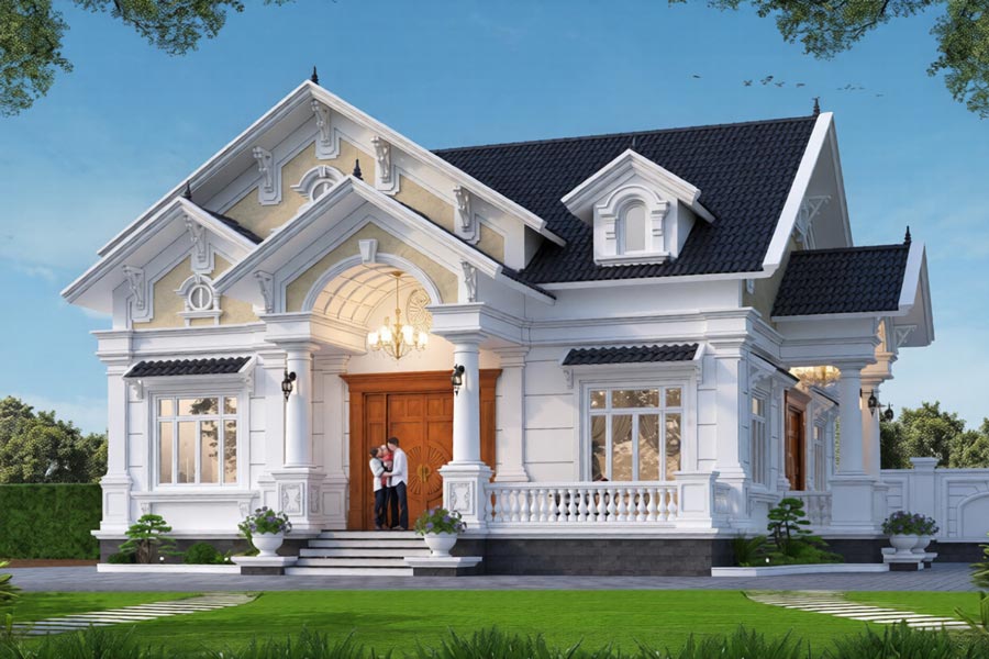 Mẫu nhà cấp 4 mái Thái ngang