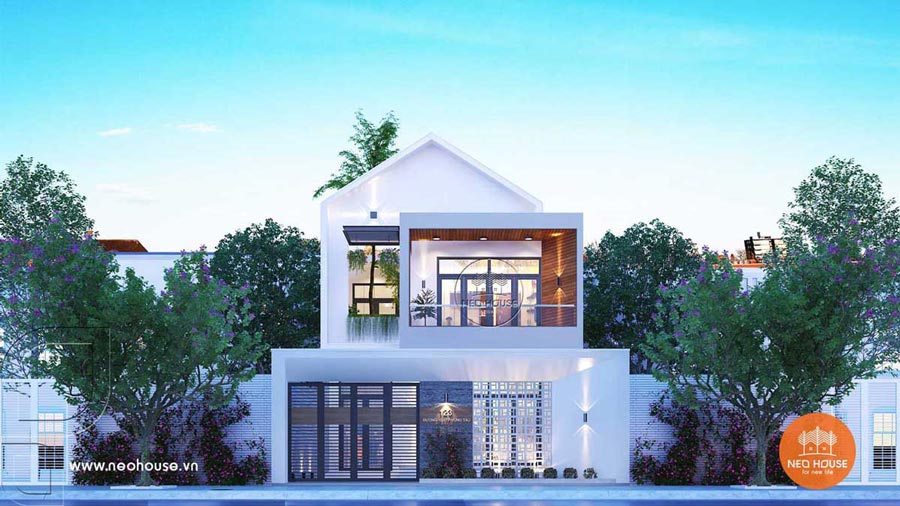 Mẫu nhà phố mặt tiền 8m 2 tầng tối giản