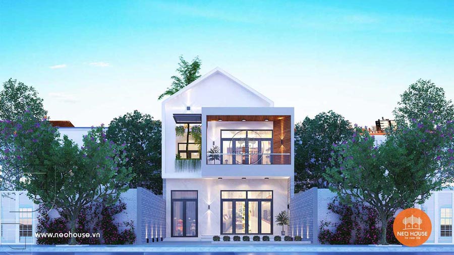 Mẫu nhà phố mặt tiền 8m 2 tầng tối giản