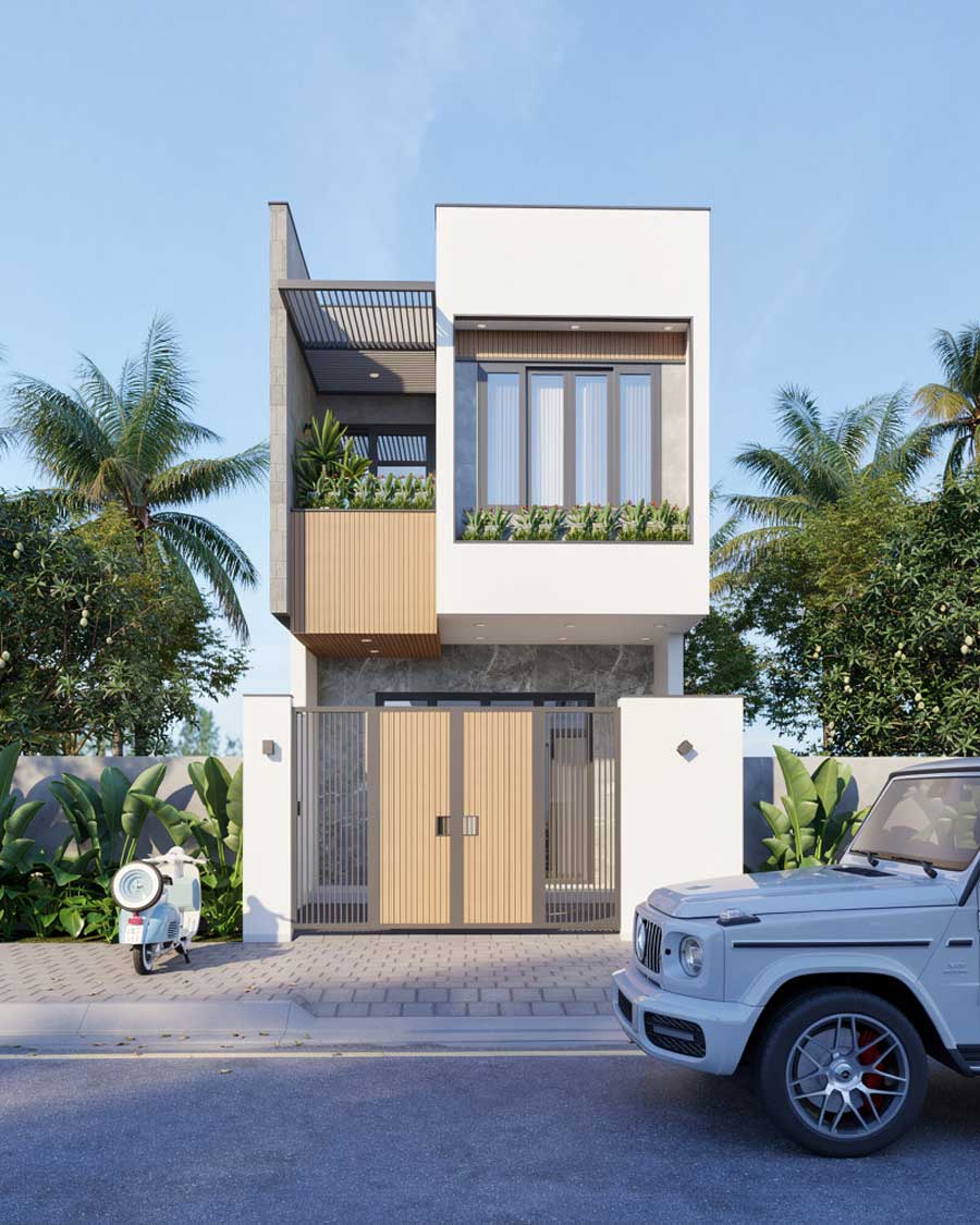 Mẫu nhà ống 2 tầng 5x20m 3 phòng ngủ