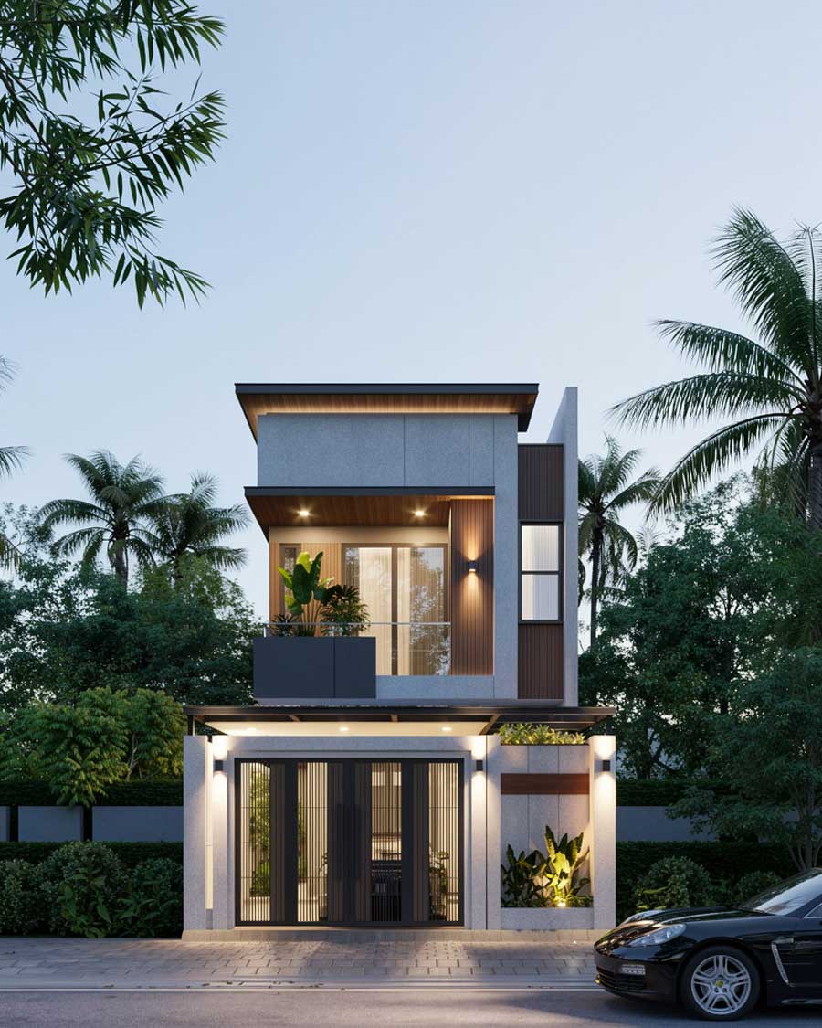 Nhà ống 2 tầng 5x20m có giếng trời