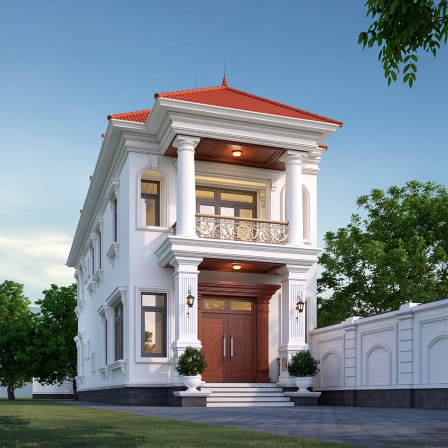 Mẫu thiết kế nhà ống 2 tầng 5x20m mái Nhật