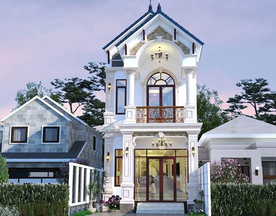 Thiết kế nhà ống 2 tầng 5x20m mái Thái