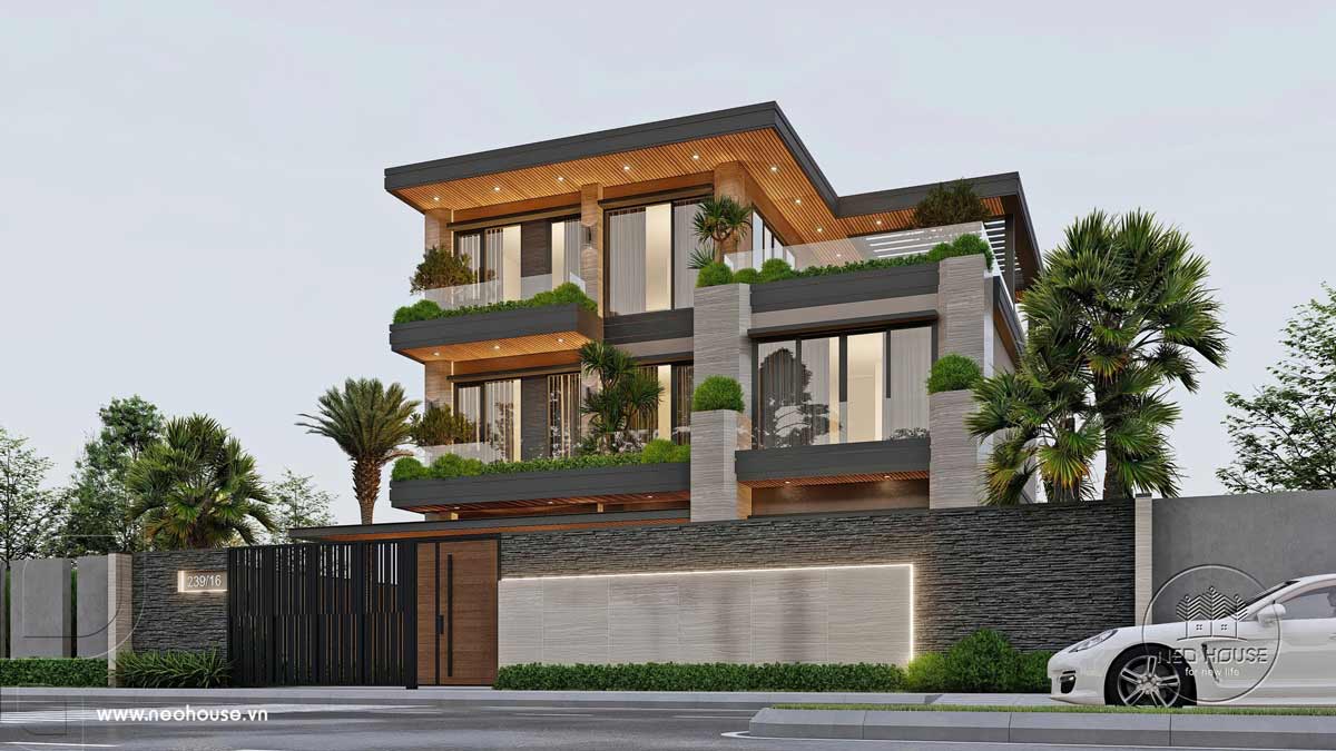 Phối cảnh biệt thự 3 tầng mặt tiền 18m2