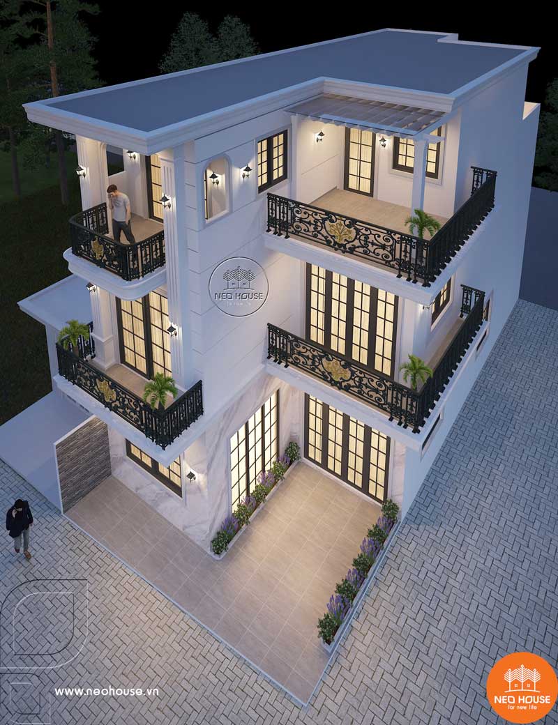Phối cảnh nhà phố 3 tầng mặt tiền 6m. Hình ảnh 2