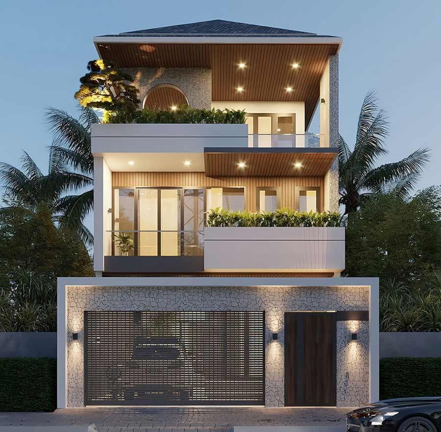 Thiết kế nhà mặt tiền 8m sâu 10m 3 tầng