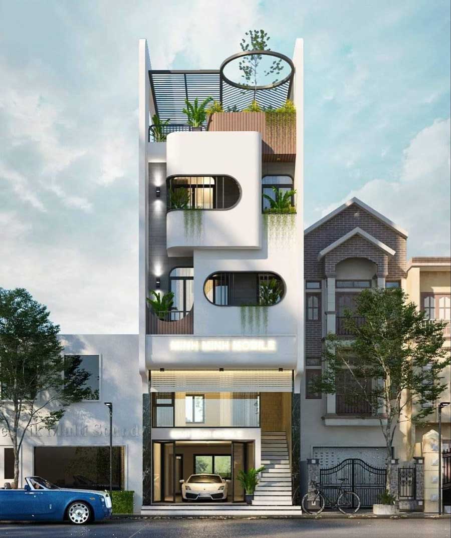 Thiết kế nhà mặt tiền 8m sâu 10m 4 tầng