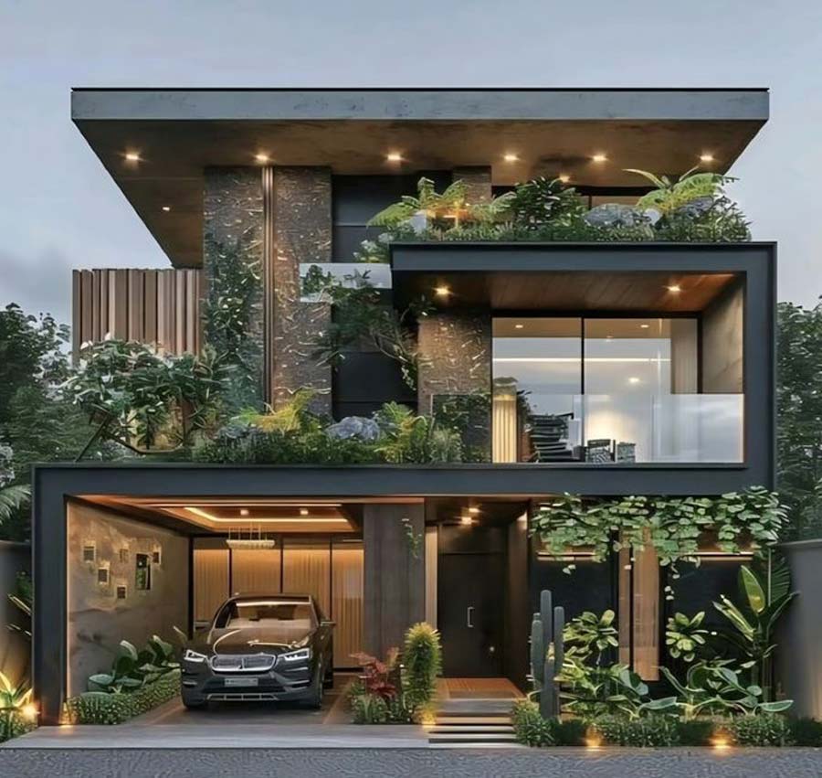 Mẫu thiết kế nhà mặt tiền 8m sâu 10m có gara