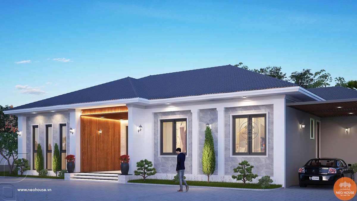 Phương án thiết kế thi công biệt thự 1 tầng mái nhật. Hình ảnh 3