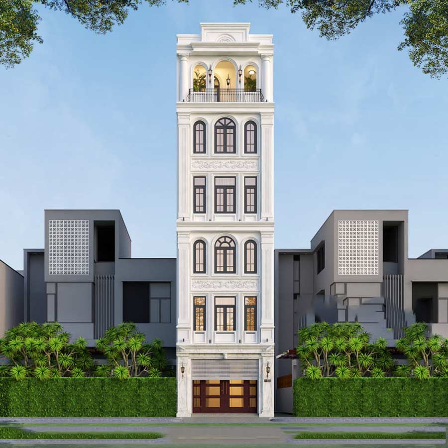Đặc điểm của mẫu thiết kế nhà phố 6 tầng hiện đại