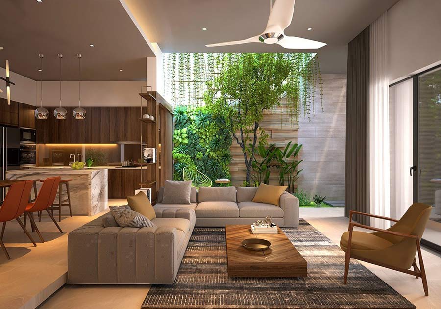 Không gian xanh và giếng trời
