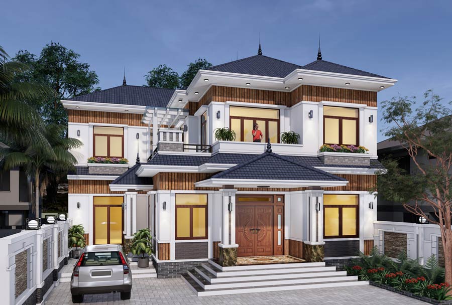 Thiết kế nhà phố mặt tiền 12m sâu 10m 3 tầng