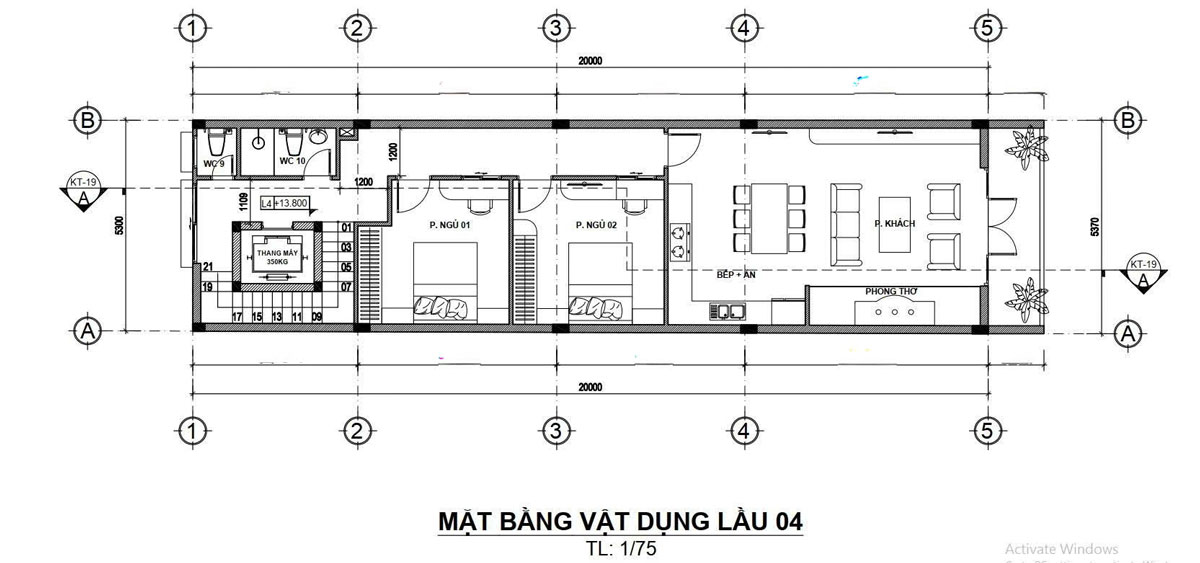 Mặt bằng công năng nhà phố 5 tầng 5x20m kết hợp kinh doanh. Hình ảnh 2
