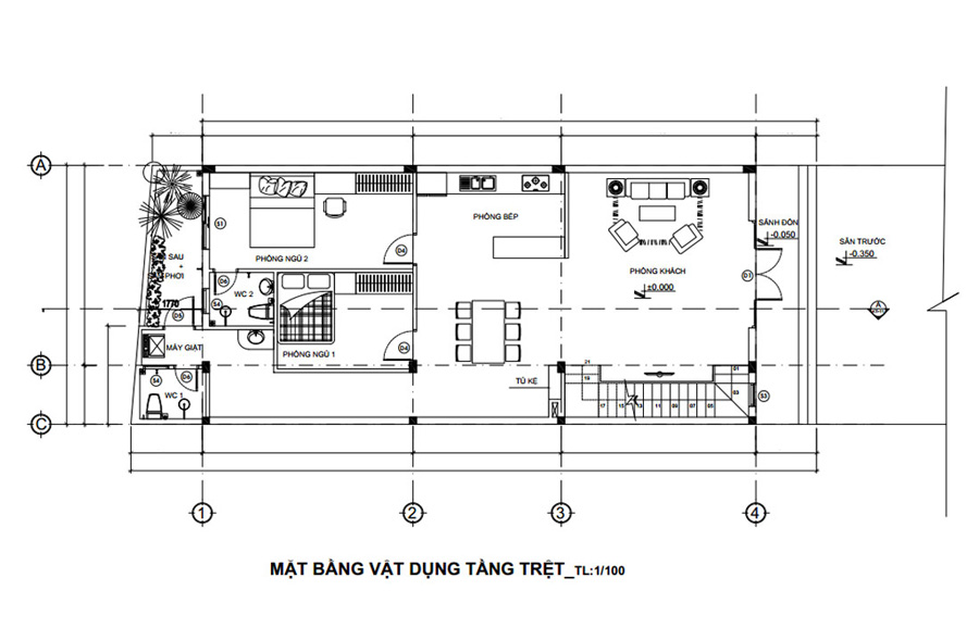 Mẫu mặt bằng nhà phố 3 tầng