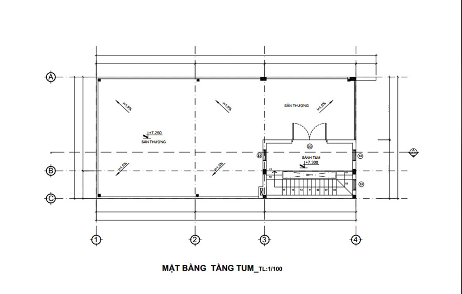 Mẫu mặt bằng nhà phố 3 tầng