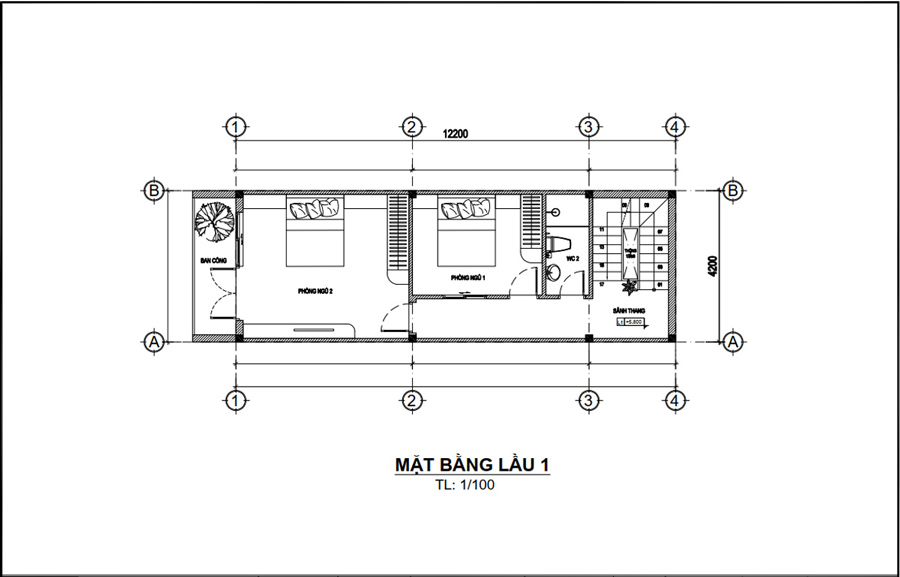 Mẫu mặt bằng nhà phố 4x12m