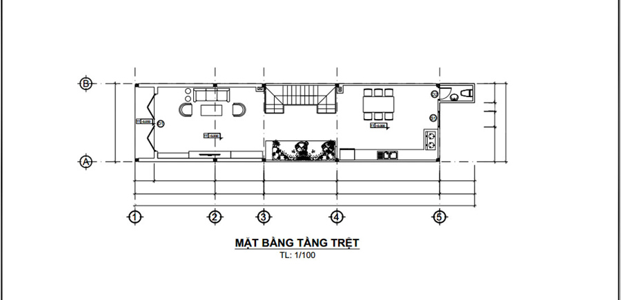 Mẫu mặt bằng nhà phố 4x17m